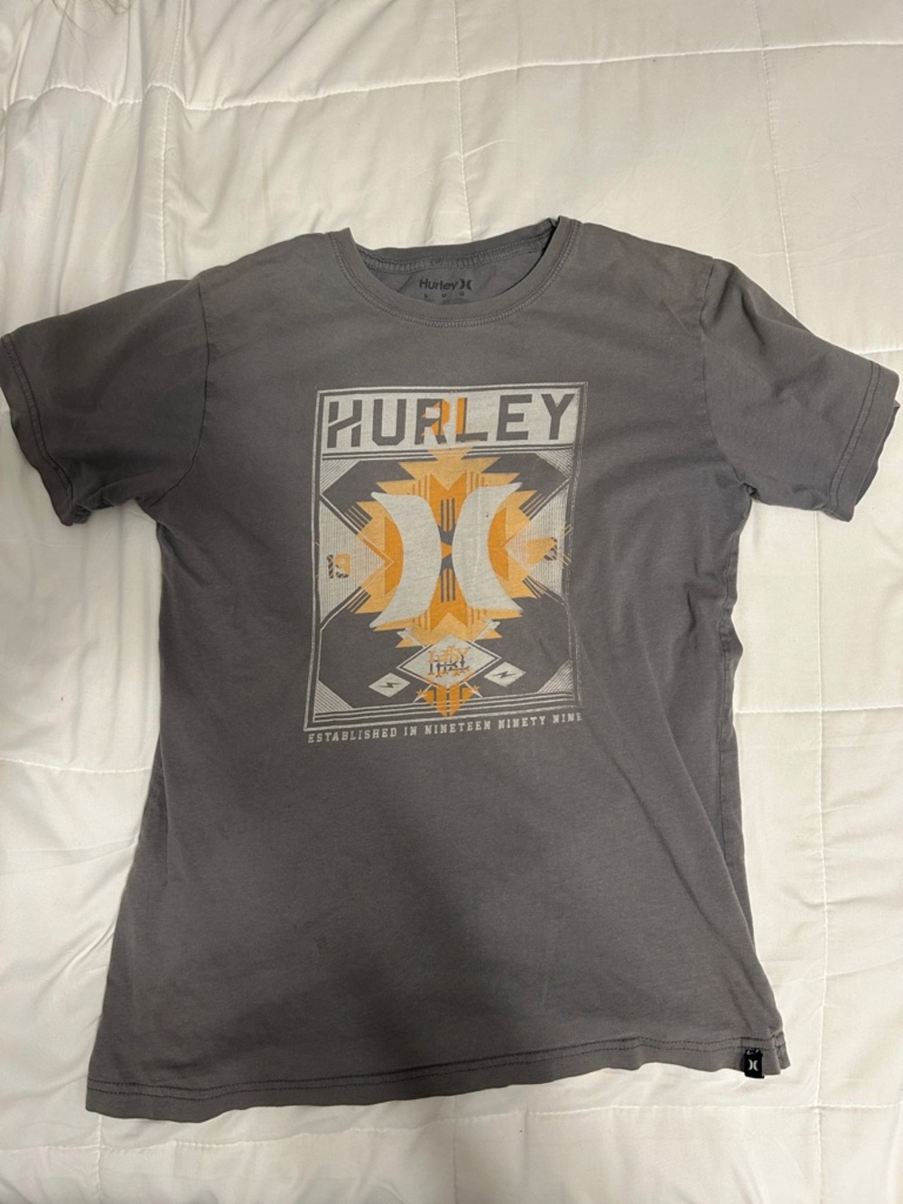 Hurley Charcoal T-Shirt with Orange Graphic